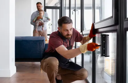 A tradesperson working in a family home
